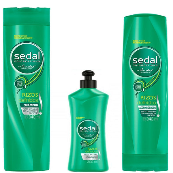 Sedal Defined Curls 3-Piece Haircare Set - Nutri-Fixing Curl Technology, Frizz-Free Styling, Shampoo, Conditioner & Styling Cream for All Hair Types