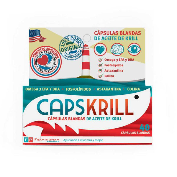 Capskrill: 100% Krill Oil with Omega 3 (EPA and DHA) - 40 Tablets per Bottle - Dietary Supplement