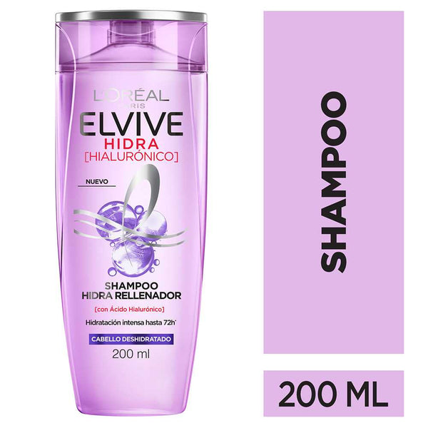 Elvive L'Orleal Paris Hyaluronic Shampoo: Deep Hydration and Anti-Sal Effect for Soft, Light and Shiny Hair (200ml / 6.76fl Oz)