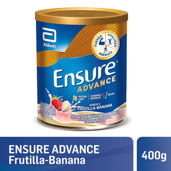 Ensure Advance Strawberry -Banana Powder Nutrition Supplement: 26 Vitamins & Minerals, Low Fat & Sugar, Prebiotic Fiber, Omega-3s (400Gr / 13.52Oz)