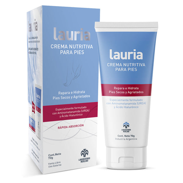 Lauria Nourishing Foot Cream: Intense Hydration with Natural Extracts, Non-Greasy Formula, Antiseptic & Anti-Inflammatory Properties, Odor Control & Heals Cracked Heels 70gr / 2.36oz