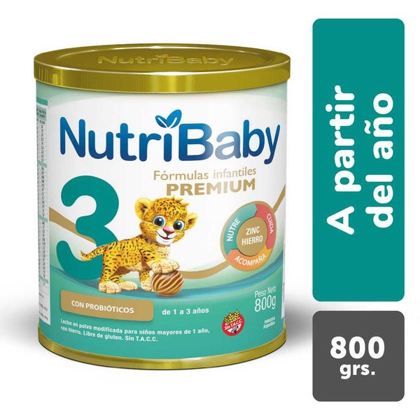 Nutribaby 3 Premium Infant Formula Milk 1 To 3 Years - 800G / 28.21Oz Iron, Zinc,Vitamins A-E, Omega 3 & 6, Probiotics,Prebiotics,Calcium & Vitamin D